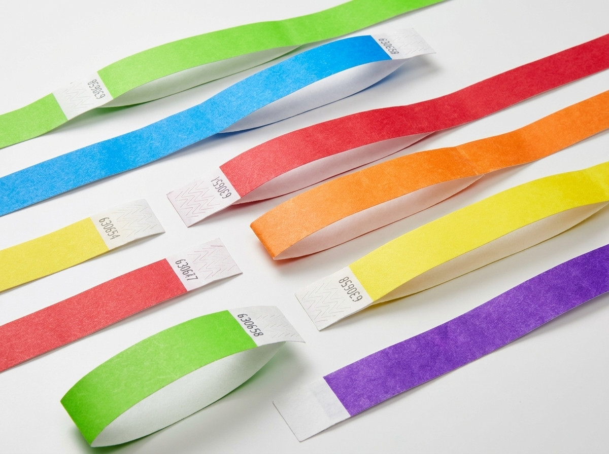 Voorbeeld van een drukproef van een gepersonaliseerde armband met logo, tekst en opeenvolgende nummering